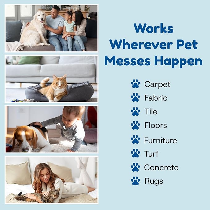 Bioclean Pet Carpet Cleaner & Deodorizer – Eliminates Pet Urine Smell, Stain & Odor Remover, No Residue, Made in USA – 16oz