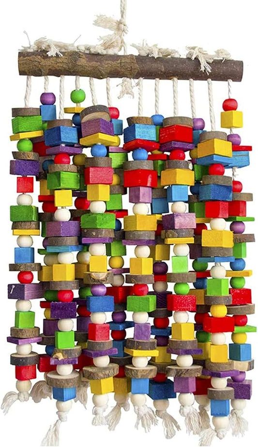Deloky Extra Large Bird Parrot Chewing Toy-Multicolored Natural Wooden Blocks Bird Tearing Toys Suggested for Macaws Cockatoos,African Grey and a Variety of Amazon Parrots(X- Large)