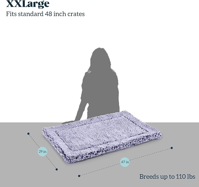 PELZIN Stoutwool Indestructible Dog Bed - Fluffy Chew Proof Dog Crate Pad - Tough Kennel Pad for Aggressive Chewers - Ideal for Extra Large Breeds & Fits 48-Inch Crate - 47"x29", Jacaranda