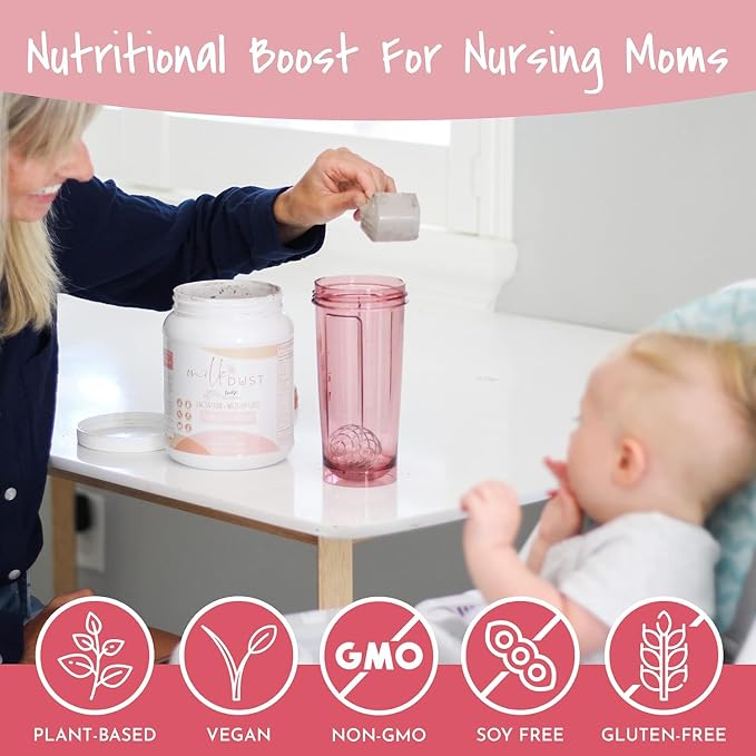 Milk Dust Lactation Protein Powder for Breastfeeding Moms, 16g Protein, Vegan Pea Protein, Dairy-Free, Supports Milk Supply & Energy, Vanilla, 660g, 22 Servings