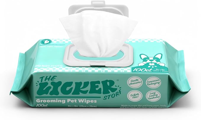 PWP1001A Biodegradable Dog Wipes for Grooming Paws and Body, Hypoallergenic Pet Wipes with Aloe Vera, Chamomile & Coconut Oil, Gentle Cleansing and Deodorizing, 100 Count