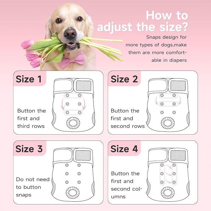 Paw Legend Washable Reusable Female Dog Period Diapers for Heat Doggie Puppy Diapers for Female Dogs (3 Pack, Flower, Small)