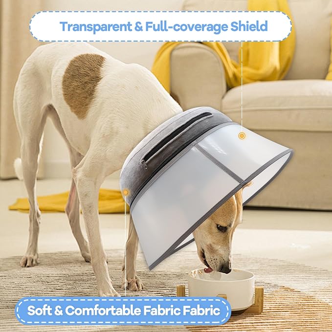 2-in-1 Inflatable Dog Cone Collar with Detachable Anti-Licking Shield, Soft Adjustable Elizabethan Collar for Dogs After Surgery (XL, Blue)