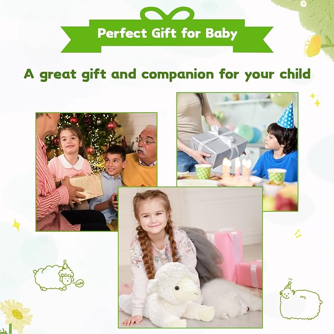 Tezituor 5Pcs Lamb Stuffed Animals Set, 20 Inch Large Mommy Stuffed Sheep Plush with 4 Cute Lamb Babies, Realistic Sheep Plush Pillow for Girls Boys