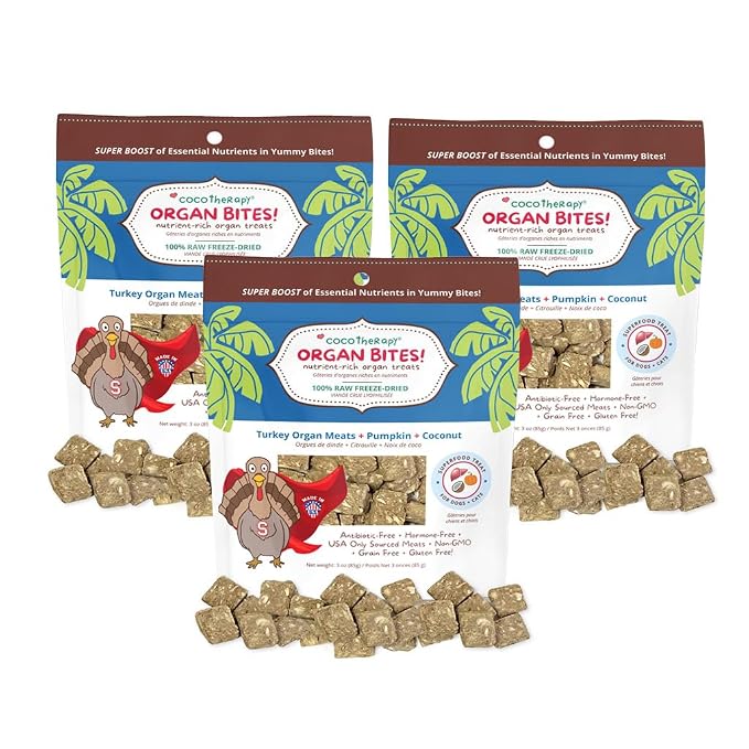 CocoTherapy Turkey Organ Bites 3 Pack, 3 Ounces Each