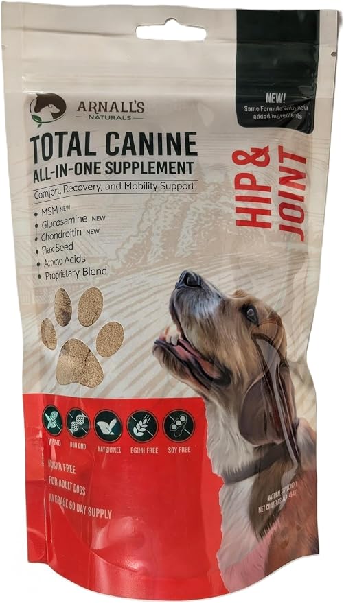 Total Canine: Hip & Joint Supplement Powder for Dogs (454 Gram 45-90+ Days) with Glucosamine, Chondroitin, MSM, and Omega-3's
