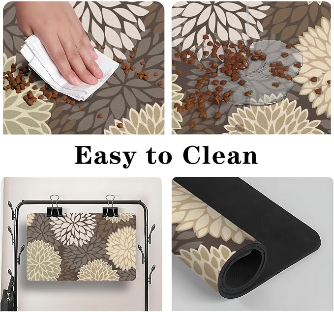 Dog Food Mats 2 Pack for Floors, Absorbent and Quick-Drying Pet Cat Food Mat,Anti-Fouling and Easy-to-Clean Pet Feeding Mat,Dog Bowl Mat for Messy Drinking Water Bowls 12"x 20"+18x24