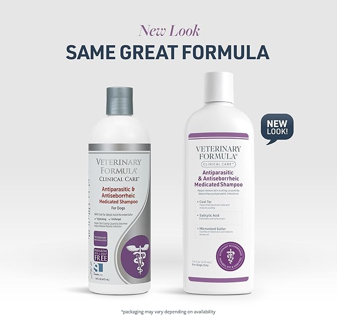 Veterinary Formula Clinical Care – Antiparasitic & Antiseborrheic Medicated Dog Shampoo – Supports Dry, Irritated Skin and Helps Soothe Occasional Itchy Spots – 16 oz
