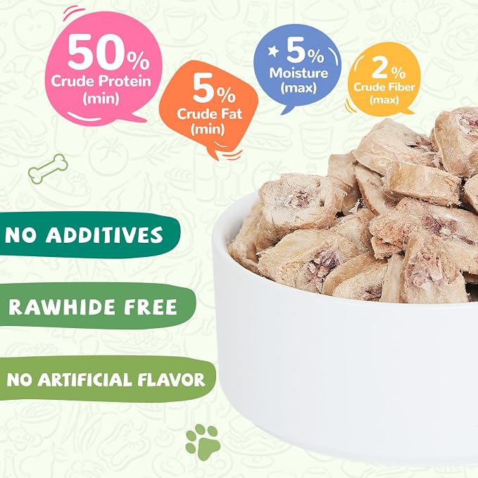 PAWUP Freeze Dried Chicken Necks, Freeze Dried Chicken Heart Pet Treats, High Protein Freeze-Dried Pet Food for Dogs, Cats, Fresh Ingredient