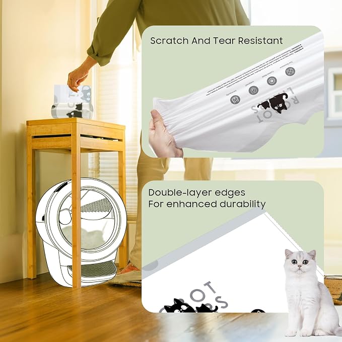 180 Tear-free Bulk Pack Automatic Cat Litter Box Bags, Cat Litter Box Robot Model 5/4/3 Waste Bags, Thick Heavy Duty Sensor-compatible Litter Box Liner 25.2 X 15.7 IN