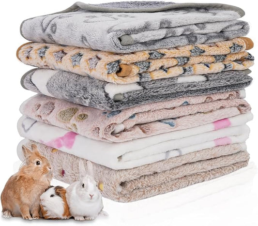 6 Pack Guinea Pig Cage Liner, Washable Guinea Pig Fleece Blankets Beding Accessories, Flannel Throw Warm Sleep Mat, Pet Pee Pads for Small Animal Hamster Rabbit Puppy Cat (Dark Color, 30x20 Inch)