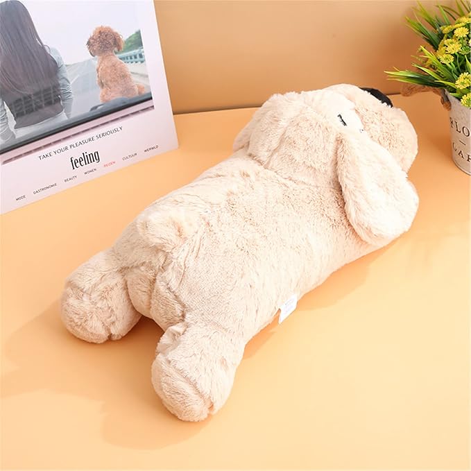3T GROUP Heartbeat Puppy for Dogs Sleep Aid Dog Heartbeat Stuffed Animal Toy for Puppy Essentials Plush Pillow Pet Calming Anxiety Relief (Beige)