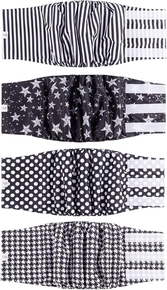 CuteBone Dog Diapers Male 4 Pack Puppy Wraps Reusable Doggie Belly Bands for Male Dogs Small Medium Large