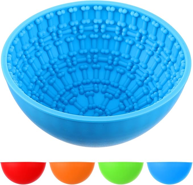 4 Pcs Dog Lick Bowl, Silicone Slow Feeder Wobble Bowl Set for Boredom & Anxiety Relief, Interactive Enrichment Mat for Fast Eaters, Promotes Oral Health, Non-Slip & Dishwasher Safe