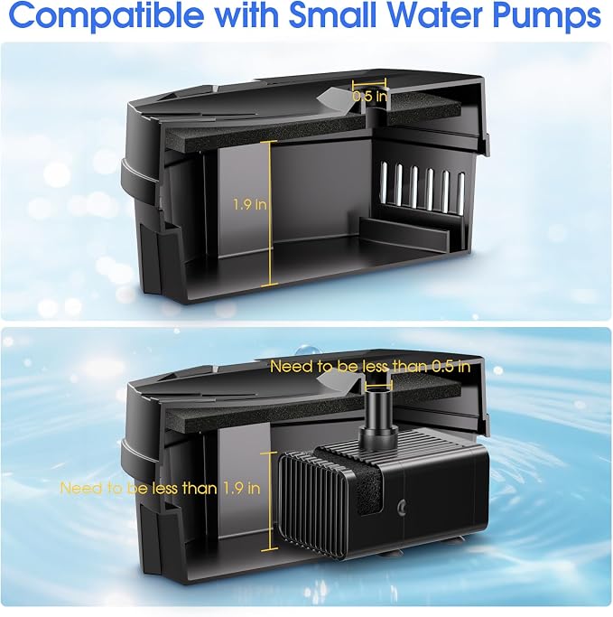 Antfraer Small Pond Filter Box - Pond Filter with Bio-Balls & Ceramic Rings, Submersible/Fountain Pump Compatible for Koi Ponds, Garden Fountains & Aquariums (No Built-in Pump)