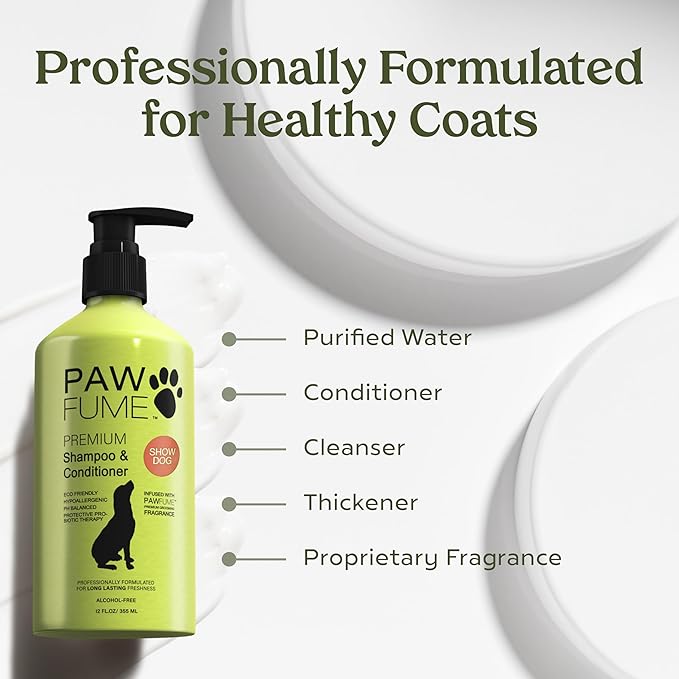 PAWFUME Deshedding Dog Shampoo and Conditioner, Show Dog, 4-Pack – Nourish & Detangle for Silky Soft Coat – Probiotic, Deep-Cleaning, pH-Balanced Formula – Salon-Quality Shampoo for Dogs
