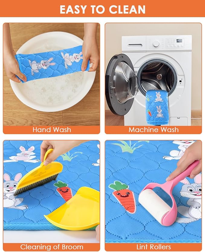 Bissap 2 Packs Guinea Pig Cage Liners, 47''x 24'' Washable Guinea Pig Pee Pads Non Slip Reusable Fast and Super Absorbent Bedding for Small Animals Rabbit Hamster Chinchillas Rat - Blue