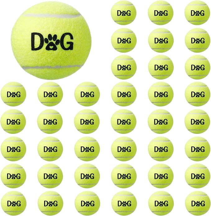 Yunsailing 40 Pack Tennis Balls Dog Toys Bulk 2.5 Inch with Carry Bags, Easy Catching Interactive Fetch for Pet Puppy Small Medium Large Dogs Training Exercise and Practice