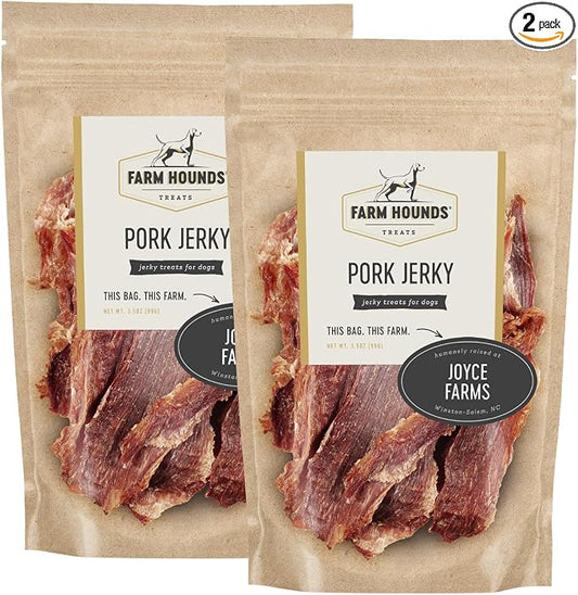 Farm Hounds - Premium Natural Pork Jerky for Dogs - Made from 100% Humanely Raised Pork - Break-to-Size - Great for Training & Treats - No Added Fillers - Made in USA - 3.5 oz - 2 Pack