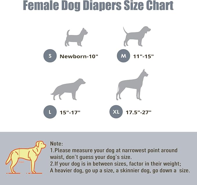 wegreeco Dog Diapers Female (3 Pack), Highly Absorbent Dog Diapers for Female Dogs Washable in Heat, Incontinence, or Excitable Urination (Jeans, Large)
