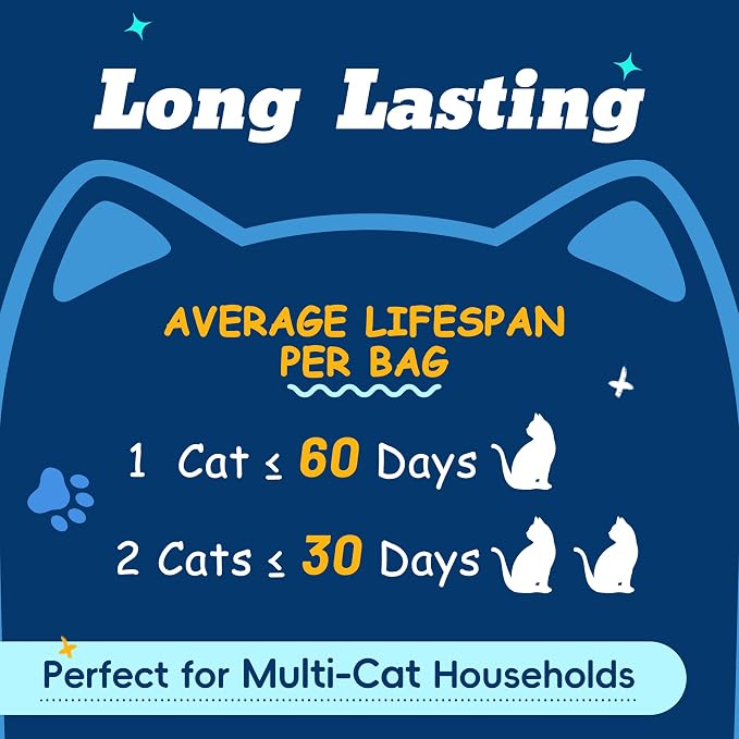 LMJP Crystal Cat Litter with Powerful Odor Control, Non-Clumping, Lasts Up to 6 Months, 24lb, Rapid Water Absorption, Unscented & Low Tracking Lightweight Blue & White Silica, 3 Pack of 8 lb