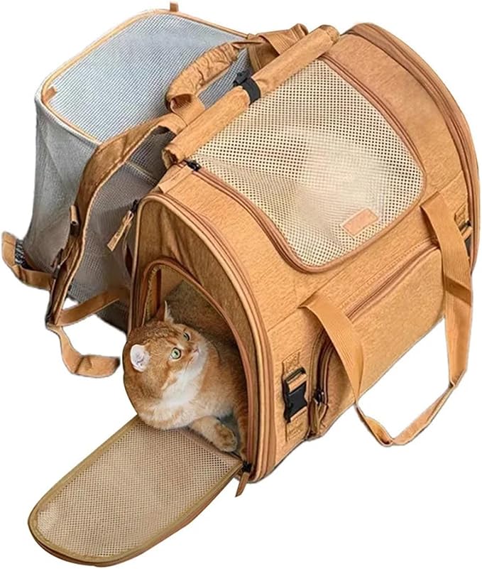 Portable cat Bag, Expandable Large-Capacity pet Backpack, Foldable Small-Medium-Sized Dog and Travel(Gray)