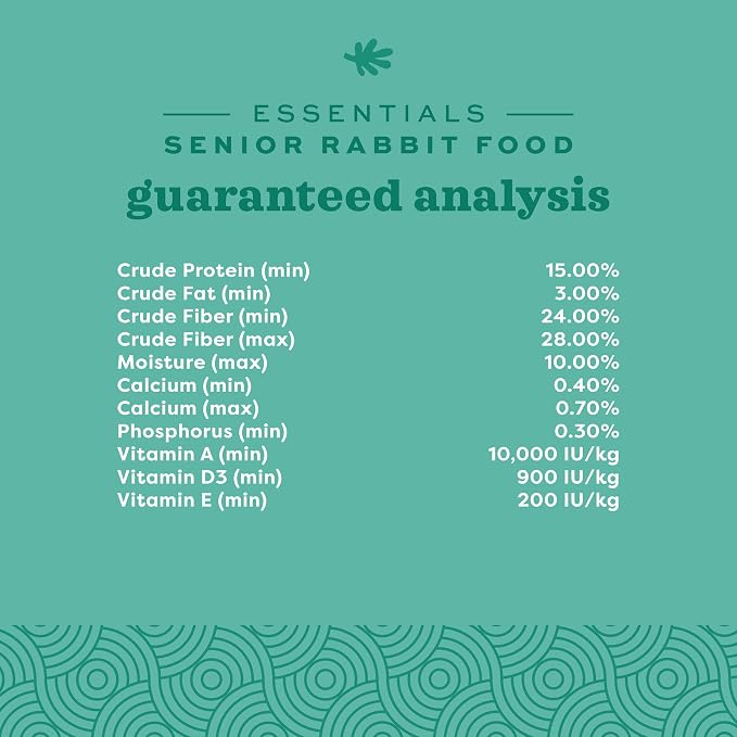 Oxbow Essentials Rabbit Food, Senior, Made with Oxbow Alfalfa for Rabbit, Vitamin & Mineral Rich Pet Pellets, Small Animal Pet Products, Bunny Food, Made in USA, High Fiber, 8 lb. Bag