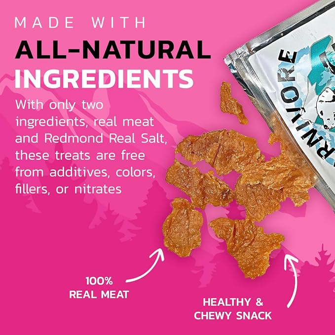 Carnivore Dog Treats, Human Grade, Real Chicken Breast Made with Real Salt, No Additives - Healthy, Chewy, Training Snacks for All Breeds, Chicken Jerky, Pack of 3