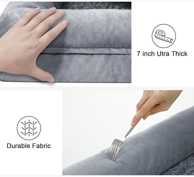 Yiruk XL Orthopedic Dog Bed for Large Dogs, Extra Large Waterproof Dog Bed with Removable Washable Cover, 4-Sides Bolster Support Pet Couch Sofa with Non-Slip Bottom, Grey