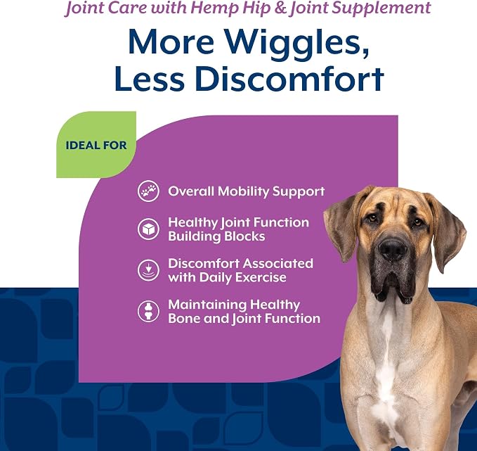 Healthy Joint Health Supplement for Dogs, Hemp Seed Oil, Hemp Seed Powder, Glucosamine, Msm and Chondroitin for a Powerful Joint Health Solution for your Dog, Made by NaturVet, 120 Count