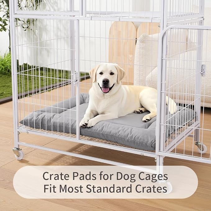 SOMAHE Large Dog Bed with Removable Washable Cover - Orthopedic XL Dog Crate Pad, Waterproof Oxford Fabric, Non-Slip Bolster Bed for Large Dogs, 42x28 Inch, Gray
