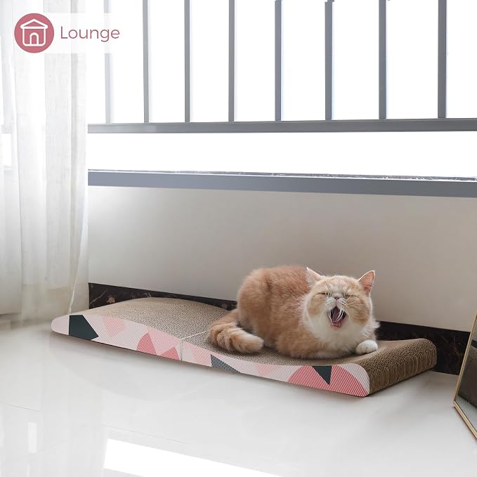 ComSaf Cat Scratcher Carboard for Indoor Cats, Cat Scratcher Lounge to Protect Furniture，Wide Cat Scratching Pad Modern Corrugate Cardboard