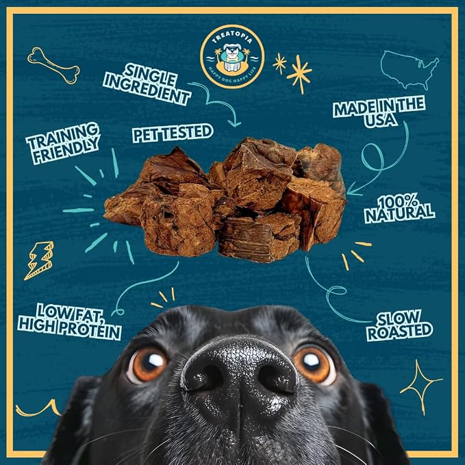 TREATOPIA Bison Lung Nuggies Bites Dog Treats, 8 Ounce Bag - All-Natural, Sustainable, Healthy, Premium High Protein, Hand-Trimmed, Slow-Roasted, Made in The USA, Nutritious, No Additives, No Fillers