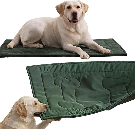 Chew Proof Dog Crate Pad - Indestructible Durable Dog Bed for Aggressive Chewers, Machine Washable & Waterproof Indoor Outdoor Tough Kennel Pad for Small Dogs (X-Small (17"x23"),Green)