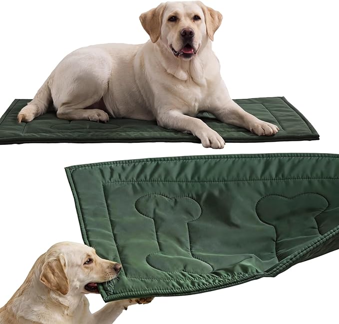 Chew Proof Dog Crate Pad - Indestructible Durable Dog Bed for Aggressive Chewers, Machine Washable & Waterproof Indoor Outdoor Tough Kennel Pad for Large Dogs (X-Large (28"x47"),Green)