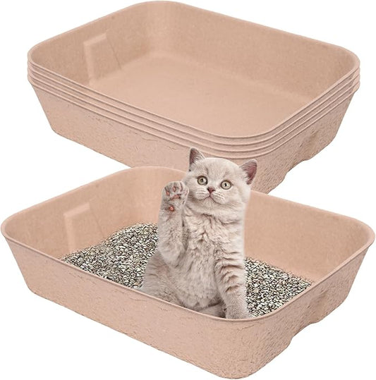5 Pack Disposable Cat Litter Box, Travel Litter Box,Eco Friendly 100% Recycled Paper