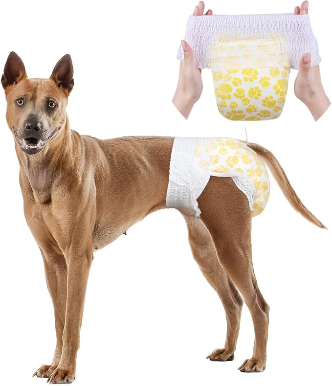 Dono Dog Diapers Female with Stretchy Waist-10-48Pcs, Disposable Full Wrap Female Puppy Dog in Heat Period Diapers, 360° Leak-Proof Super Absorbent Doggie Puppy Diapers (XL-8 Count)