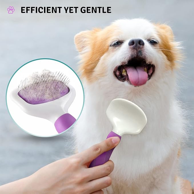 Poodle Pet Bundle - Dematting Fur Rake Comb Brush Tool with Steel Safety Blades for Detangling Matted or Knotted Undercoat Hair and Slicker Brush for Small and Large Dogs Pet Hair Remover