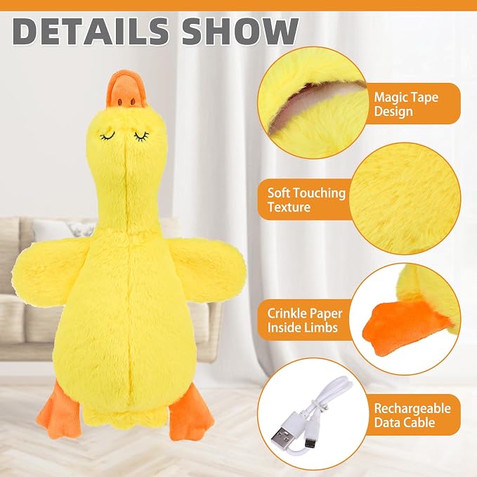 KOOLTAIL Calming Duck Toy for Dogs, Dog Heartbeat Stuffed Toy for Anxiety Relief, Plush Snuggle Toy for Puppy Calming Behavioral Training Sleep Aid Comfort for Small Medium Dog Pet Companion Pillow