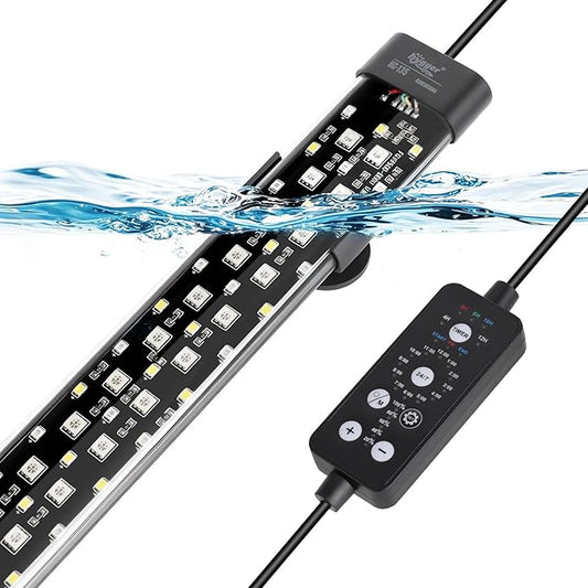 hygger Submersible LED Aquarium Light, 21W 23in 24/7 Mode Fish Tank Light with 5 Rows Beads, with Timer 9 Colors and Adjustable Brightness, Full Spectrum IP68 Waterproof Light for Fish Tank 24-43 inch