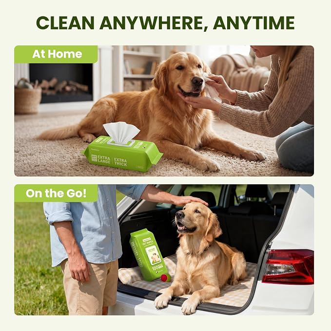 Hypoallergenic Pet Wipes for Dogs, Cats & Small Animals – Quick Clean & Deodorize Paws, Butt, Eyes, Face & Fur | Daily Grooming Wipes | Extra Large & Thick | Coconut Scented, 400 Count