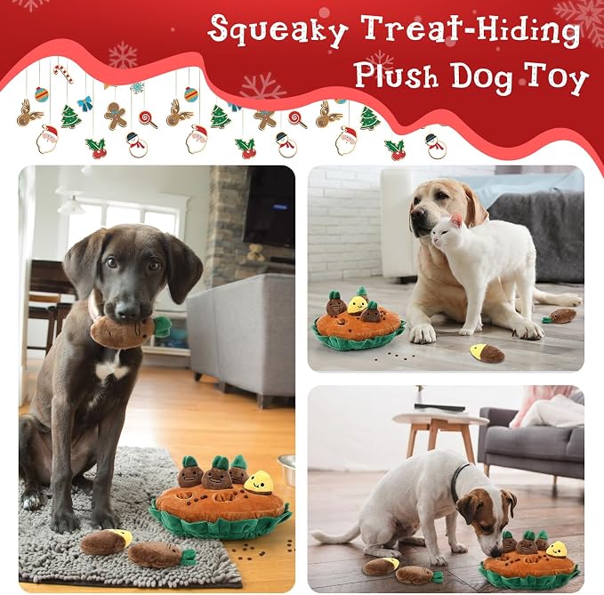 Skylety 7 Pcs Interactive Dog Toys Set, Snuffle Mat for Dogs, Treat Hiding Puzzle and Squeaky Plush, Sweet Potato Dog Toys for Small Medium Dogs, Training and Boredom Relief Plaything
