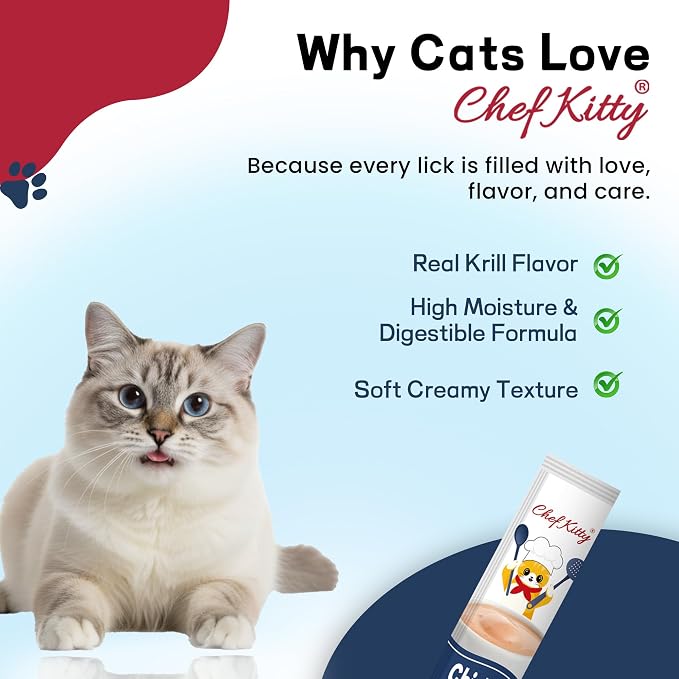 Cat Treats Lickable | Grain-Free Cat Food Toppers, High Protein | Creamy Puree Squeeze Ups with Vitamin E & Taurine, Digestible Formula | 0.5 oz. Each Tube, Chicken with Krill Recipe | 10 Tubes