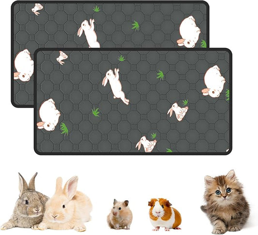 2-Pack Guinea Pig Cage Liner, 16in x 30in Fast Absorption Washable Bedding Pee Pads for Dogs Puppy Rabbit Small Animal Cage Mat, Leakproof & Non-Slip
