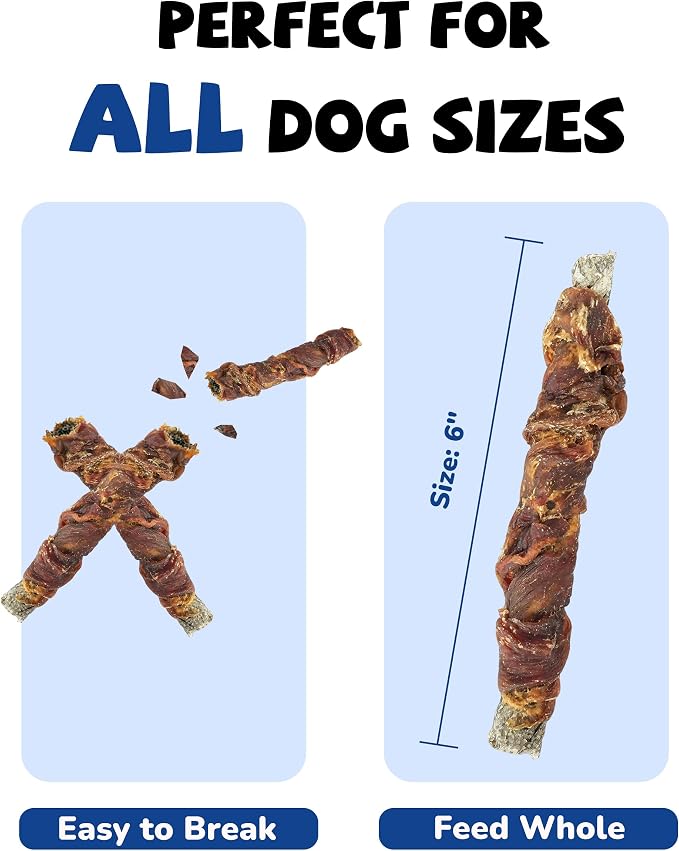 PAWUP Duck Wrapped Cod Skin Rolls Dog Treats, Natural Fish Skin Chews with Real Duck, Rawhide-Free Dog Snacks for Small & Medium Dogs, 21 oz