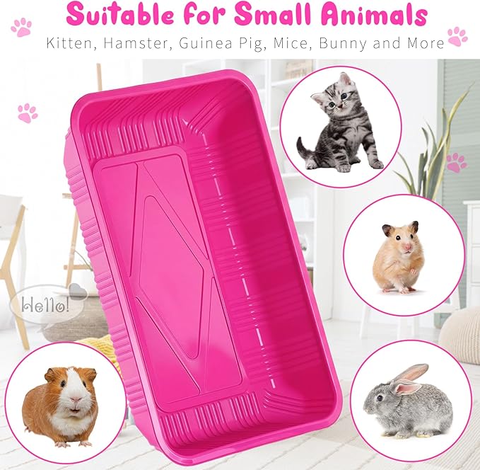 Tessco for you 30 Pack Disposable Cat Litter Boxes, Plastic Leakproof Litter Trays for Cats, Disposable Travel or Temporary Litters Pan for Kittens and Small Pets, 16.7 x 10.5 x 3.4 Inch(Rose Red)
