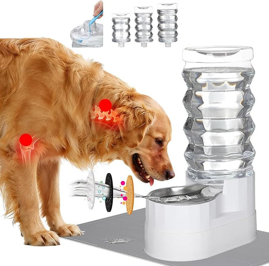 RIZZARI 9L Elevated Stainless Steel Dog Water Dispenser – Gravity Auto-Refill Pet Waterer with Filtered Hydration Design, Comfortable Drinking Height for Large & Senior Dogs,Indoor & Outdoor Spaces