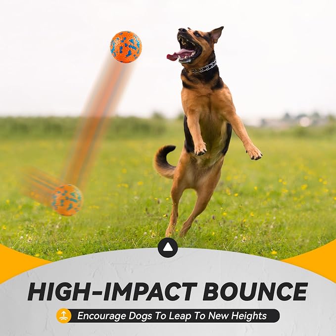 FUSOTO 3Pcs Dog Balls, Durable Bouncy Tennis Balls for Dog Aggressive Chewers, for Large Medium Small Dog Puppy Fetch