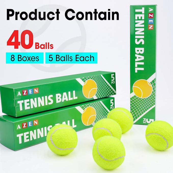 AZEN 10/40 Pack Tennis Balls, Premium pressurized Tennis Balls Bulk for Dogs, Good for Beginners to Practice