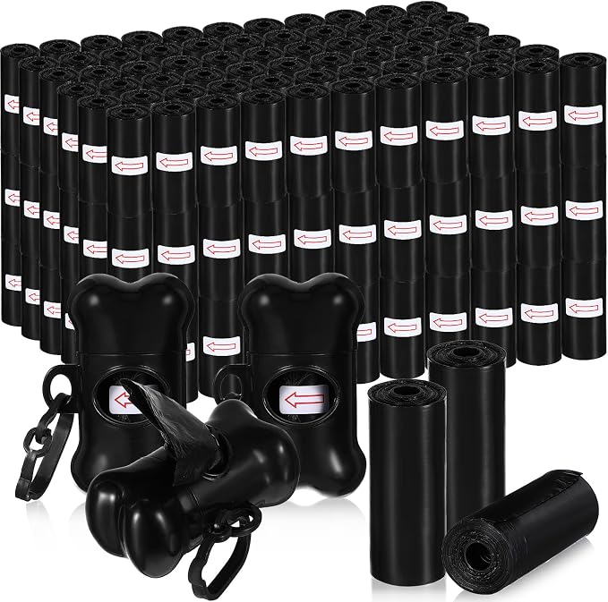Teling 3000 Count Dog Poop Bags Pet Waste Bags for Poop with 3 Dispensers for Home, Outdoor, Puppy Walking, and Travel, 12 x 8.6 Inch(Black)